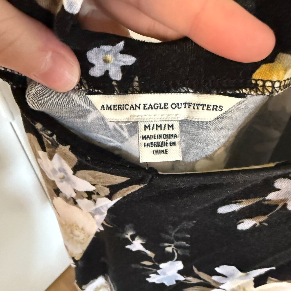 American Eagle Black Foral Dress - Picture 3 of 4